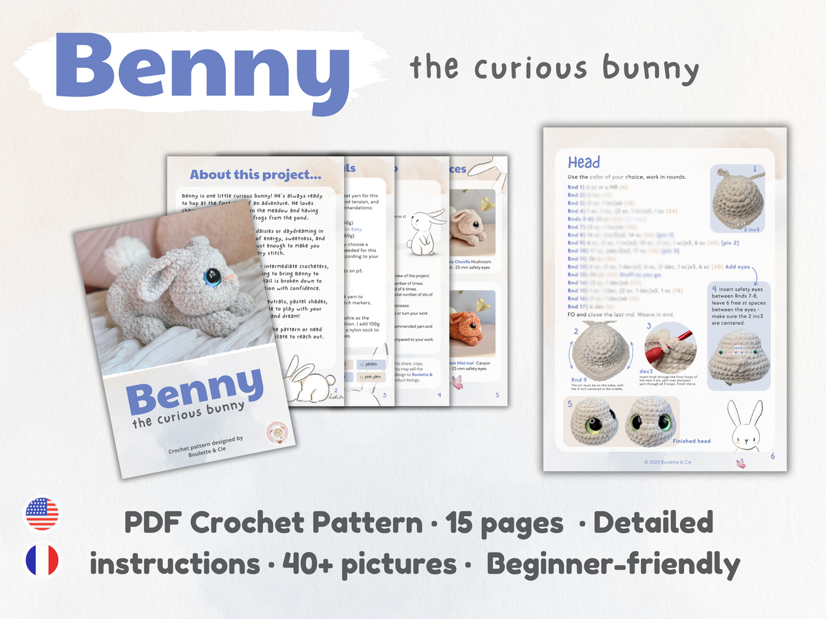 Benny the Curious Bunny · Crochet PDF Pattern · Benny le Lapin Curieux