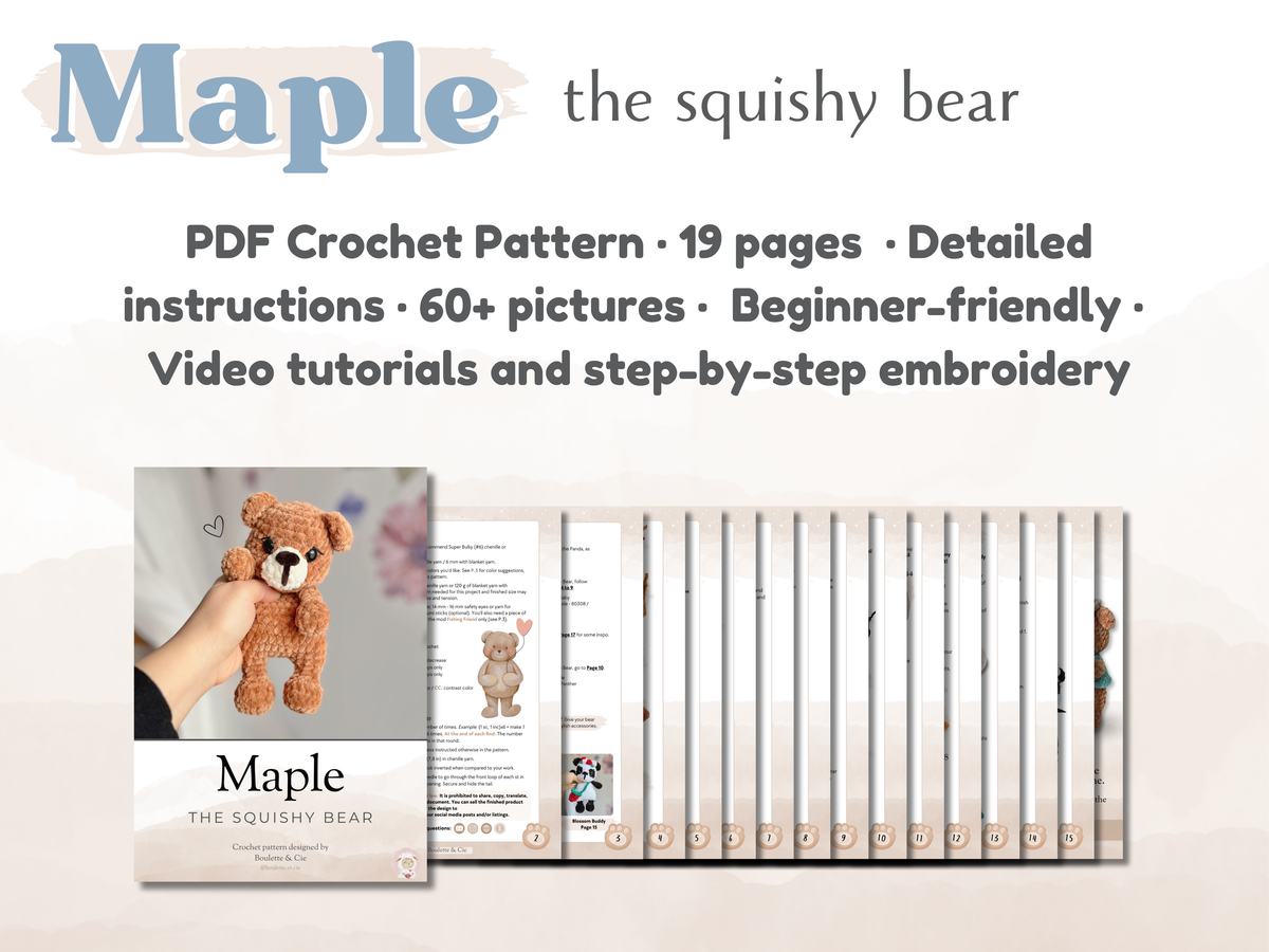 Maple the Squishy Bear · PDF Crochet Pattern · Maple l'Ourson