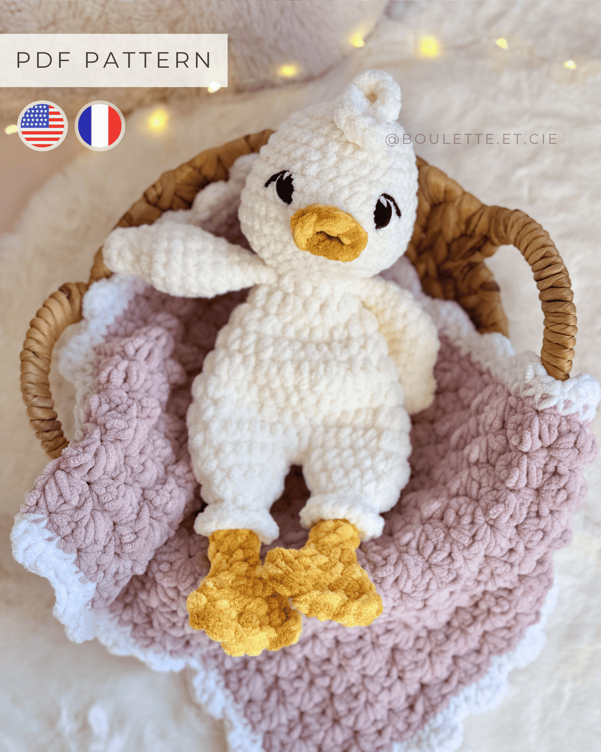 Quackers Duck · PDF Crochet Pattern · No Sew Amigurumi · Doudou Canard
