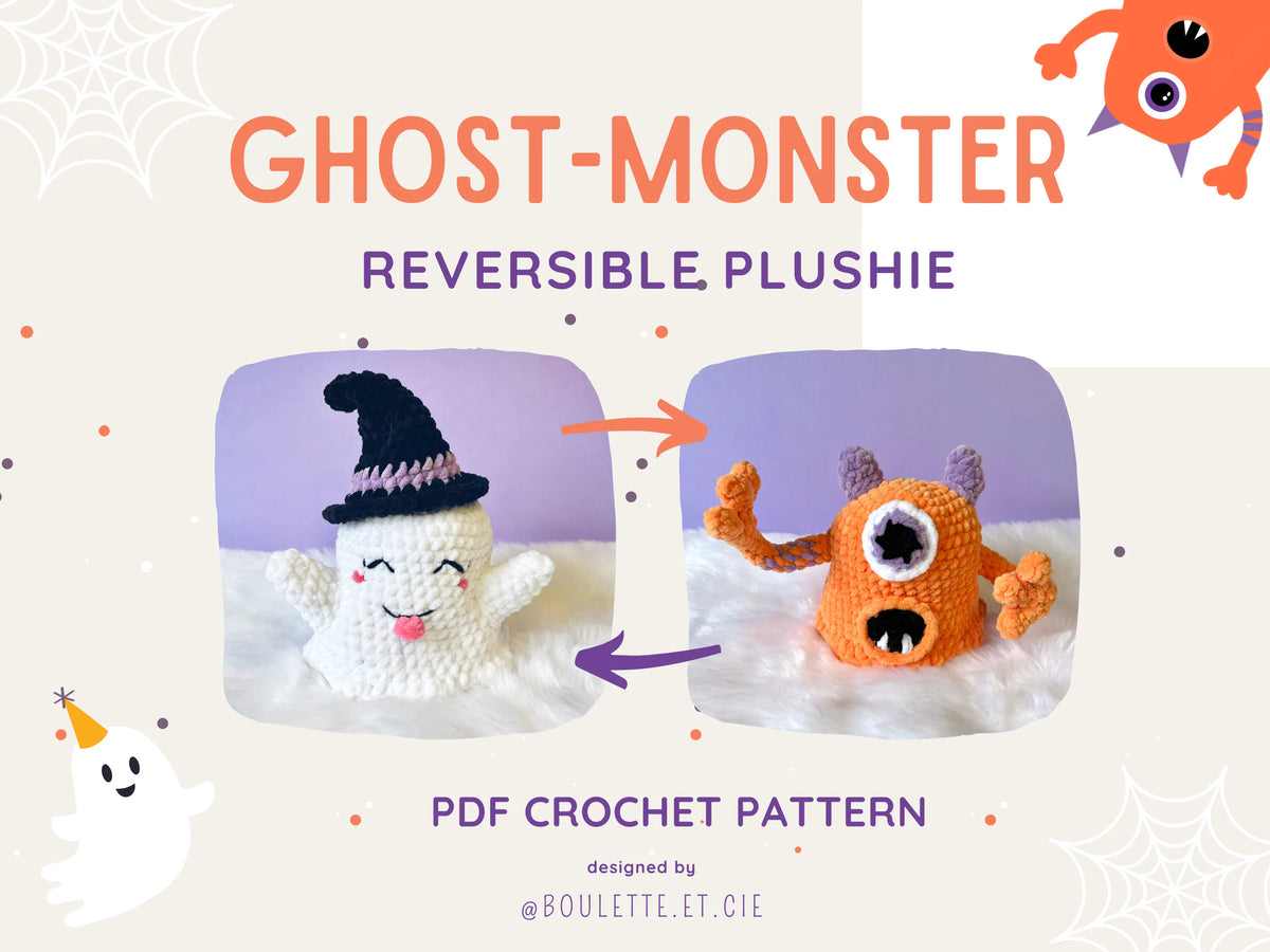 Ghost-monster · PDF Crochet Pattern · Peluche Réversible · Halloween