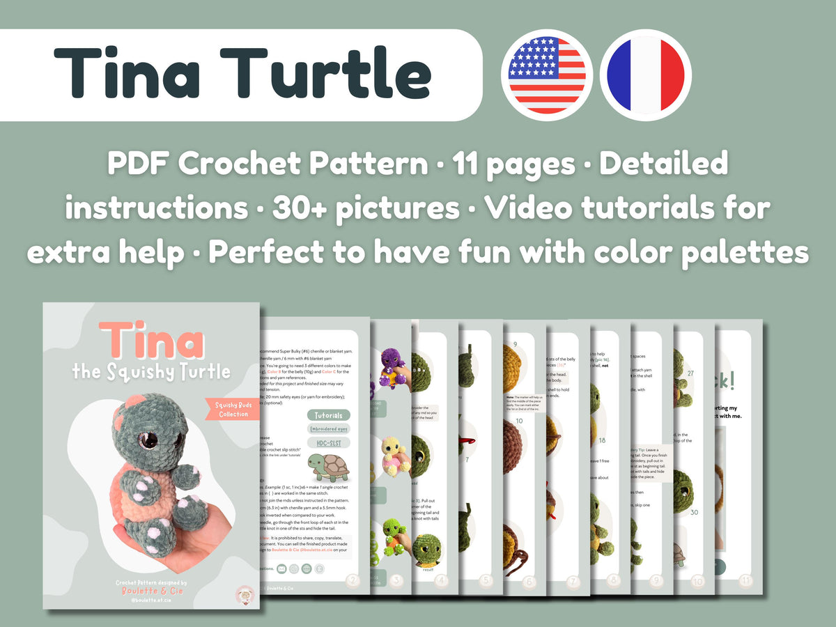 Tina Turtle · PDF CRochet Pattern · Tina la Tortue