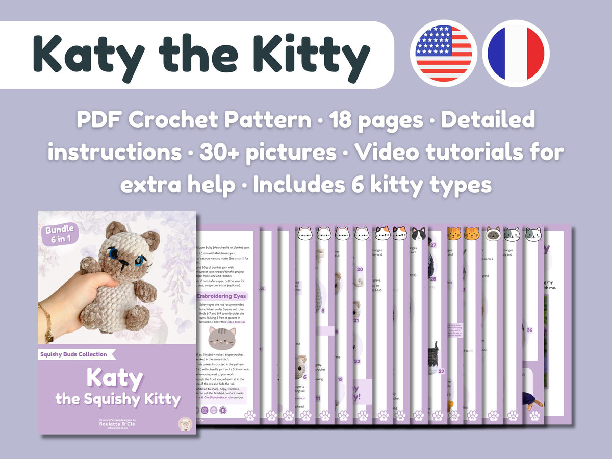 Katy the Squishy Kitty · PDF Crochet Pattern · Katty le Chaton Moelleux