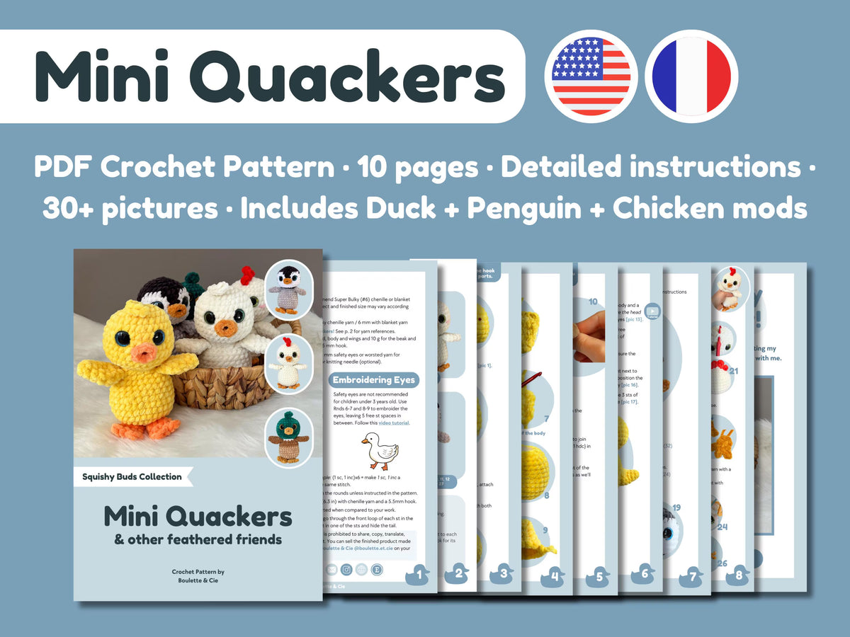 Mini Quackers Duck & Friends · PDF Crochet Pattern · Mini Quackers et ses copains