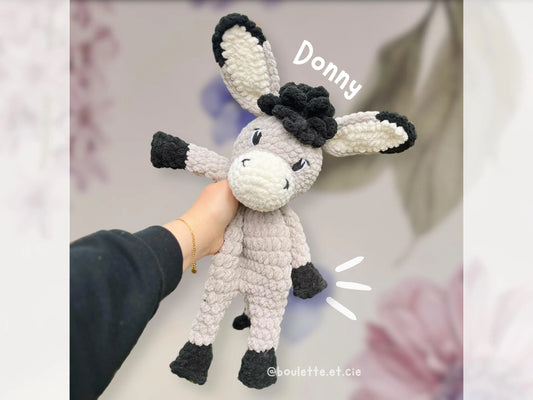 Donny the Donkey Snuggler · PDF Crochet Pattern · Donny le Doudou Âne