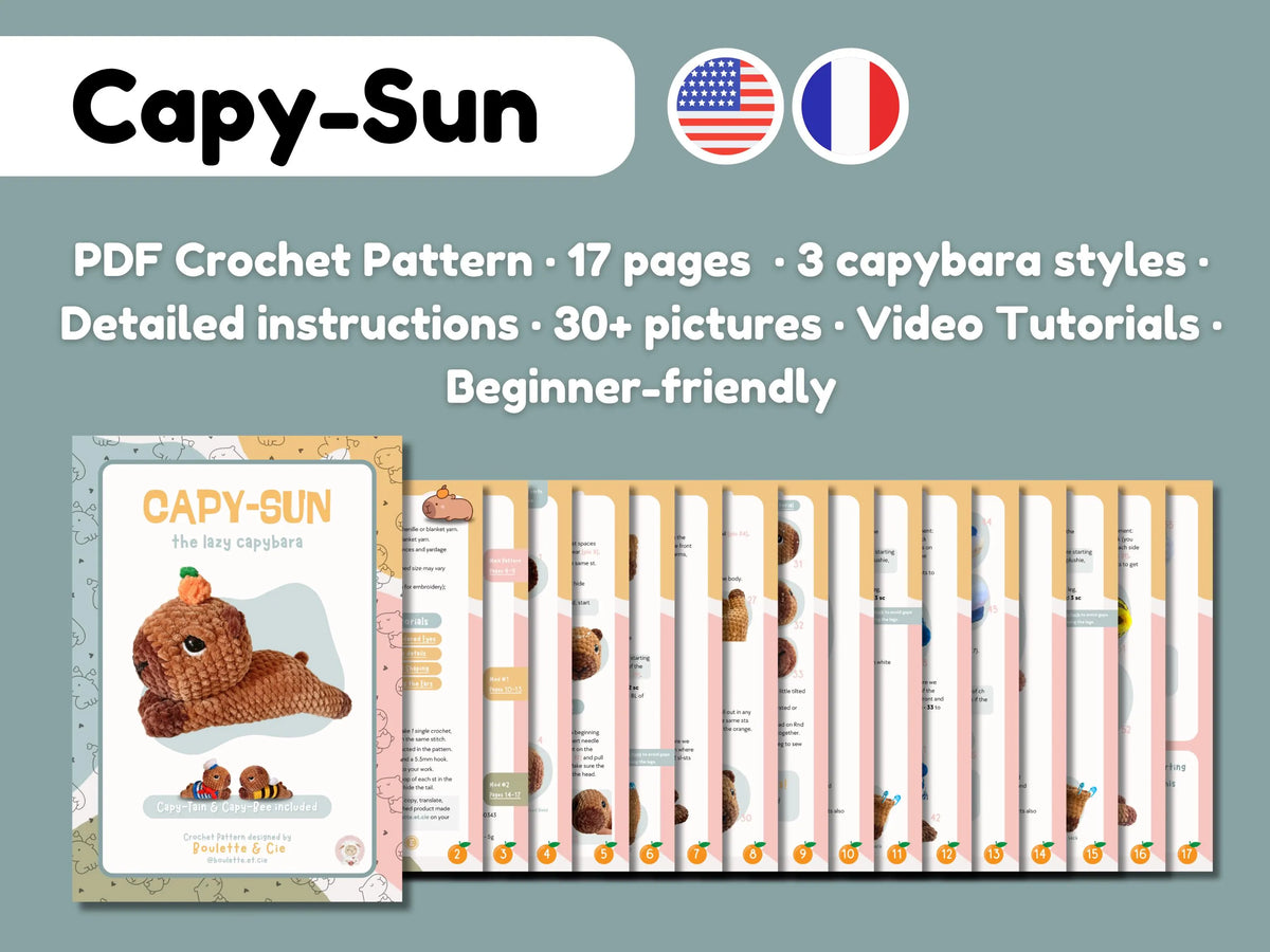 Lazy Capybara · PDF Crochet Pattern · Capybara Tutoriel Crochet