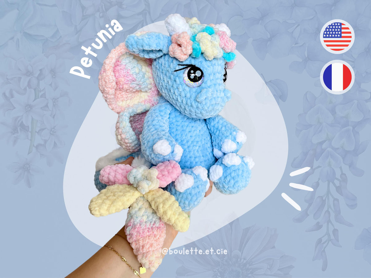 Petunia the Butterfly Dragon · PDF Crochet Pattern · Pétunia le Dragon Papillon