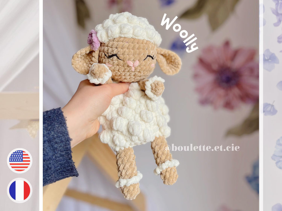 Woolly the Lamb Snuggler · PDF Crochet Pattern · Woolly le Doudou Mouton