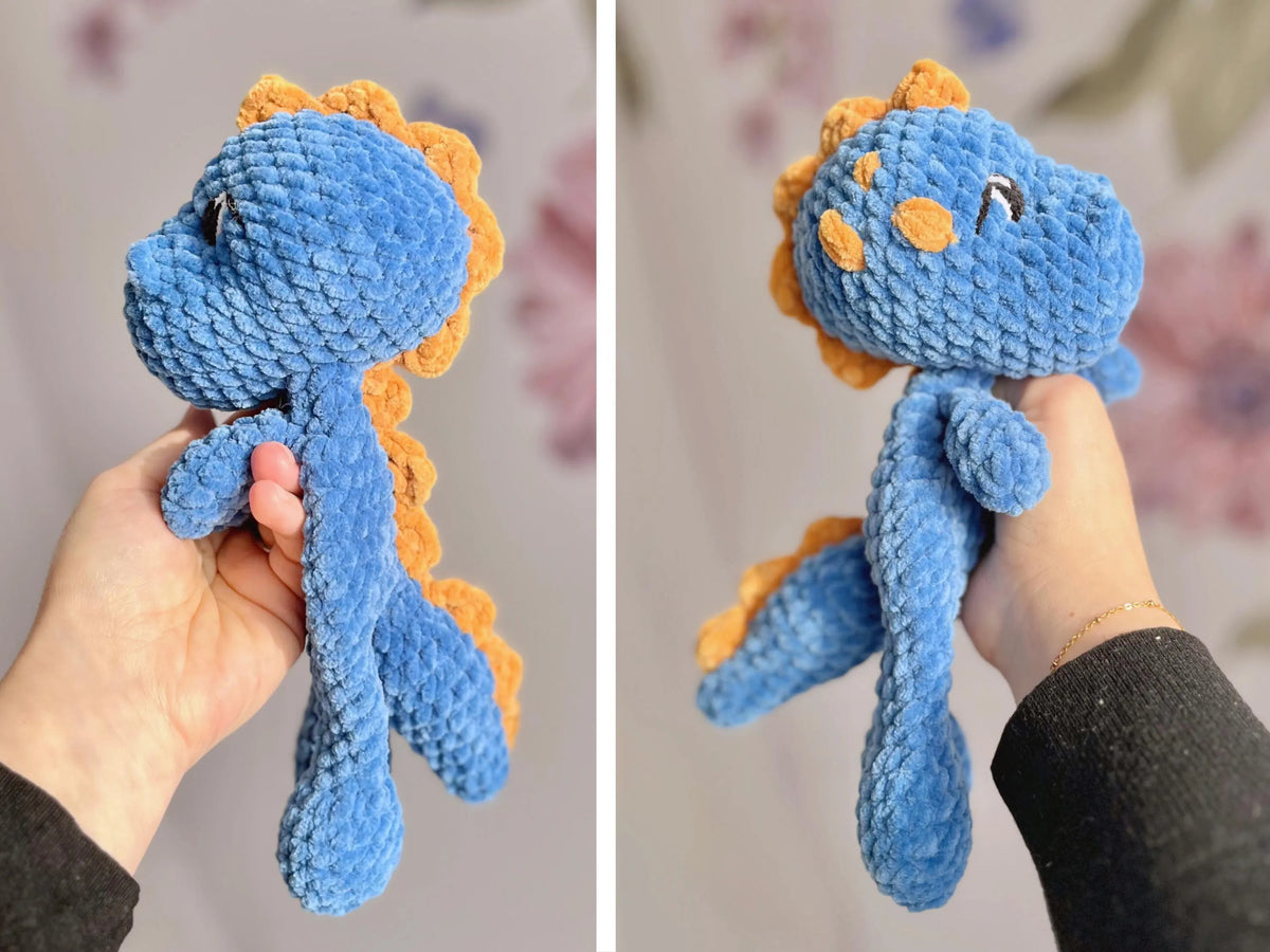 Tino the Dino Snuggler · PDF Crochet Pattern · Tino le Doudou Dino